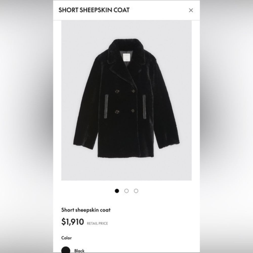 Sandro Paris Short Sheepskin Shearling Coat - Size 3 (US 8 / L) - Retail $1910